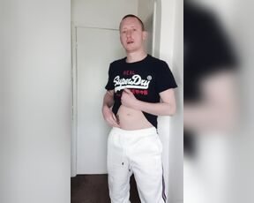 Tomtompics aka tomtompics OnlyFans - Stripping and wanking in cockring I strip out of my white trackies and CK briefs