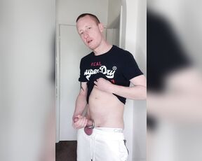 Tomtompics aka tomtompics OnlyFans - Stripping and wanking in cockring I strip out of my white trackies and CK briefs