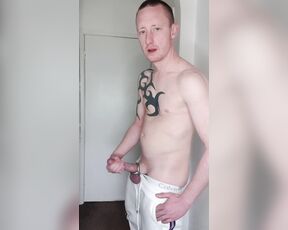 Tomtompics aka tomtompics OnlyFans - Stripping and wanking in cockring I strip out of my white trackies and CK briefs