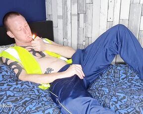 Tomtompics aka tomtompics OnlyFans - Smoking vid for the fans of this Im laid back in some trackies and hi viz,