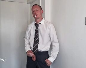 Tomtompics aka tomtompics OnlyFans - For the smoking fans In a shirt and tie, stood smoking and playing with my dick