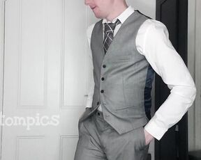 Tomtompics aka tomtompics OnlyFans - Suited wank and cum Wanking off fully dressed in a shirt, tie and waistcoat with