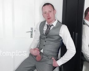 Tomtompics aka tomtompics OnlyFans - Suited wank and cum Wanking off fully dressed in a shirt, tie and waistcoat with