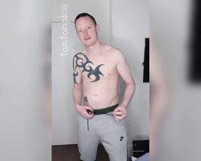 Tomtompics aka tomtompics OnlyFans - Simple wank video, stood up wearing some green and grey trackies, PUMP briefs and a cockring