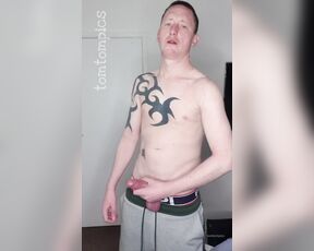 Tomtompics aka tomtompics OnlyFans - Simple wank video, stood up wearing some green and grey trackies, PUMP briefs and a cockring