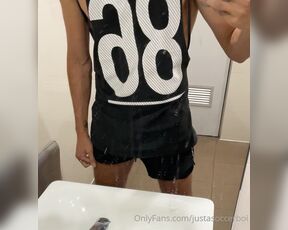 Justasoccerboi aka justasoccerboi OnlyFans - Poking out from my gym shorts