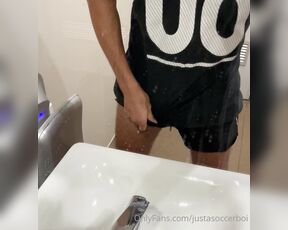 Justasoccerboi aka justasoccerboi OnlyFans - Poking out from my gym shorts