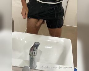 Justasoccerboi aka justasoccerboi OnlyFans - Poking out from my gym shorts