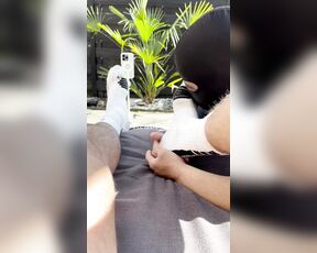 ArabFootDom aka arabfootdom - 04-24-2025 OnlyFans Video - Suns out, feet out  underalphafeet knows his placeworshipping me while I relax outdoors