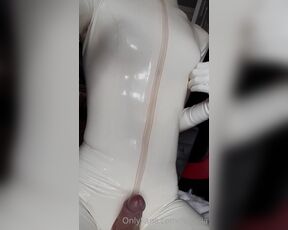 Felexiia aka felexiia OnlyFans - A full white latex suit may have made me a little too hardI cant help