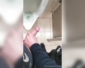 Sam Steiner aka samsteinerxxx OnlyFans - I was so horny looking at @sterlingjock s huge monster cock get hard in the urinals