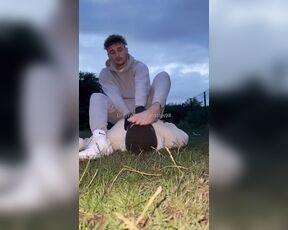 Nathjs98 aka nathjs98 OnlyFans - Got a big pig laying on his back in the field worshiping my sneaks, socks &