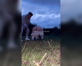 Nathjs98 aka nathjs98 OnlyFans - Got a big pig laying on his back in the field worshiping my sneaks, socks &