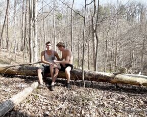 Jake & Issac aka itsjakenissac OnlyFans - Issac favorite spot growing up he gets so horny in the woods