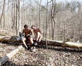 Jake & Issac aka itsjakenissac OnlyFans - Issac favorite spot growing up he gets so horny in the woods