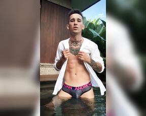 Dennis Nickolero aka dennisnickolero OnlyFans Video - OUTDOOR JO AND CUM BY THE POOL  I CUM ALL OVER MY ABS AND TASTE