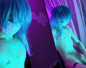 CatboiAoi aka catboiaoi OnlyFans Video - 11-13-2022 - Aoba from Dramatical Murder strips and shows off his hung dick in this cyberpunk_esque videopicture set