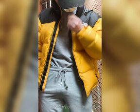 OnlyXXXGuys aka onlyxxxguys OnlyFans - Back outside, doing what I do best, says @connorevens, hung n horny, straight trackie boy who