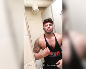 OnlyXXXGuys aka onlyxxxguys OnlyFans - Finished a great chest workout and needed to cum Jerked in the co ed restroom and someone