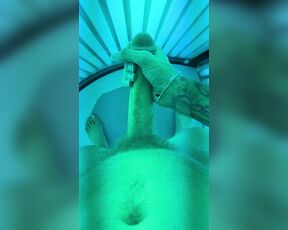 Bryan Silva aka bryansilva OnlyFans - Jerking my long thick 10 inch dick in the stand up tanning bed