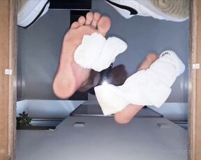 Footpigcrusher aka footpigcrusher OnlyFans - Underglass POV Nike AF1, stinky white socks and smelly naked feet  imagine you could enjoy