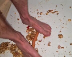 Footpigcrusher aka footpigcrusher OnlyFans - Crushing together 68  Barefoot crushing soft and crunchy stuff on the floor