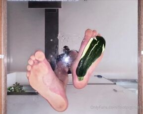 Footpigcrusher aka footpigcrusher OnlyFans - Underglass crushing zucchini, barefoot What would you like to see get crushed underglass