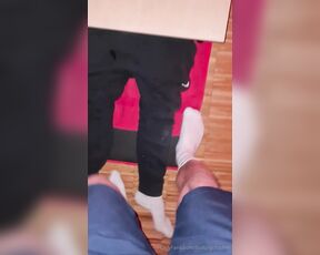 Footpigcrusher aka footpigcrusher OnlyFans - Stomping precum out of his cock on the cock board