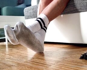 Footpigcrusher aka footpigcrusher OnlyFans - Dirty soles of white crew socks  part