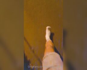 Footpigcrusher aka footpigcrusher OnlyFans - Walking outside in white crew socks