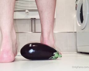 Footpigcrusher aka footpigcrusher OnlyFans - Hard eggplant stomping! Imagine this would be your cock